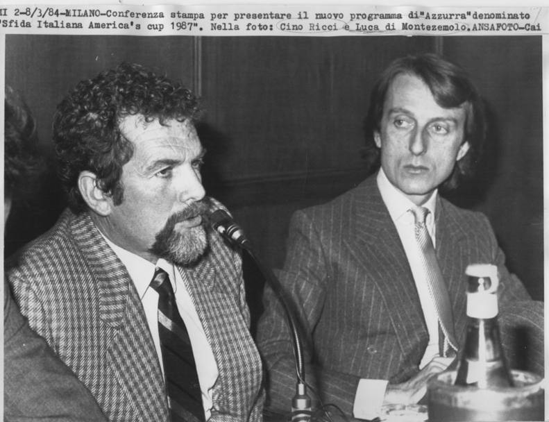 Milano 8 marzo 1984: conferenza stampa con Luca Cordero di Montezemolo per la presentazione del programma dfi Azzurra per la Coppa America 1987 (Ansa)